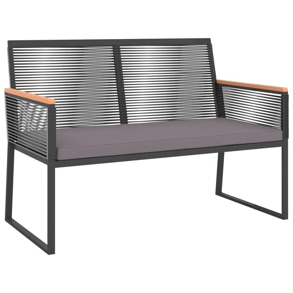 Set Mobili da Giardino 4 pz con Cuscini Nero in Acciaio 360092