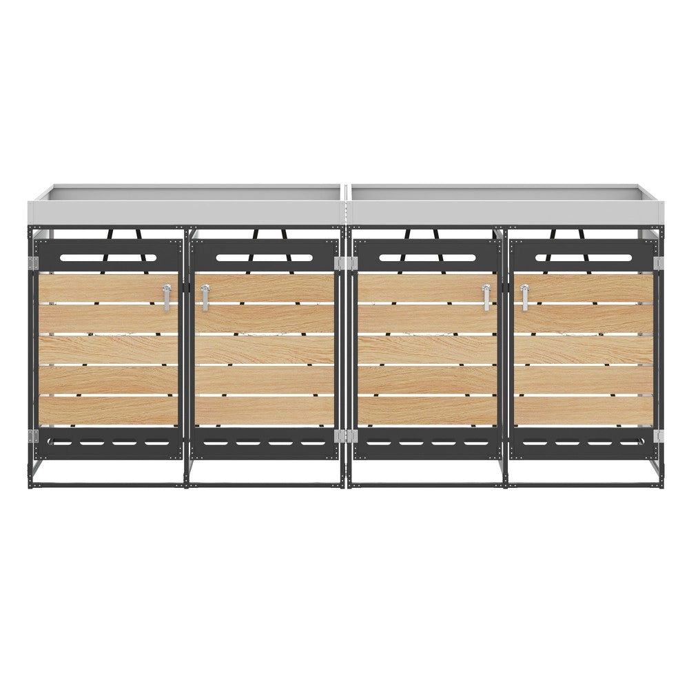 Box Portarifiuti con Fioriera ¨C Xylo ¨C Legno e Metallo, con Serratura