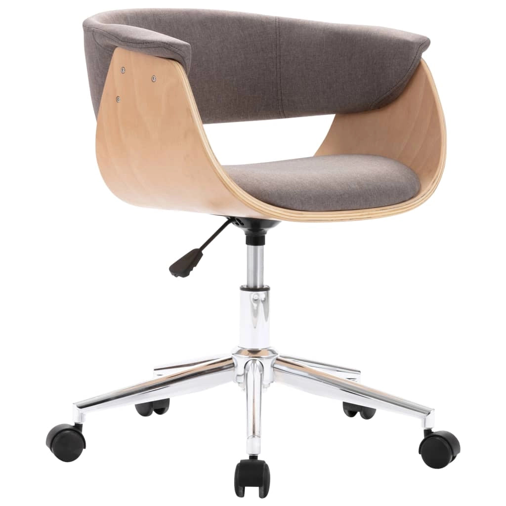 Sedia girevole da ufficio/studio in legno curvato e tessuto color tortora 02_0024177