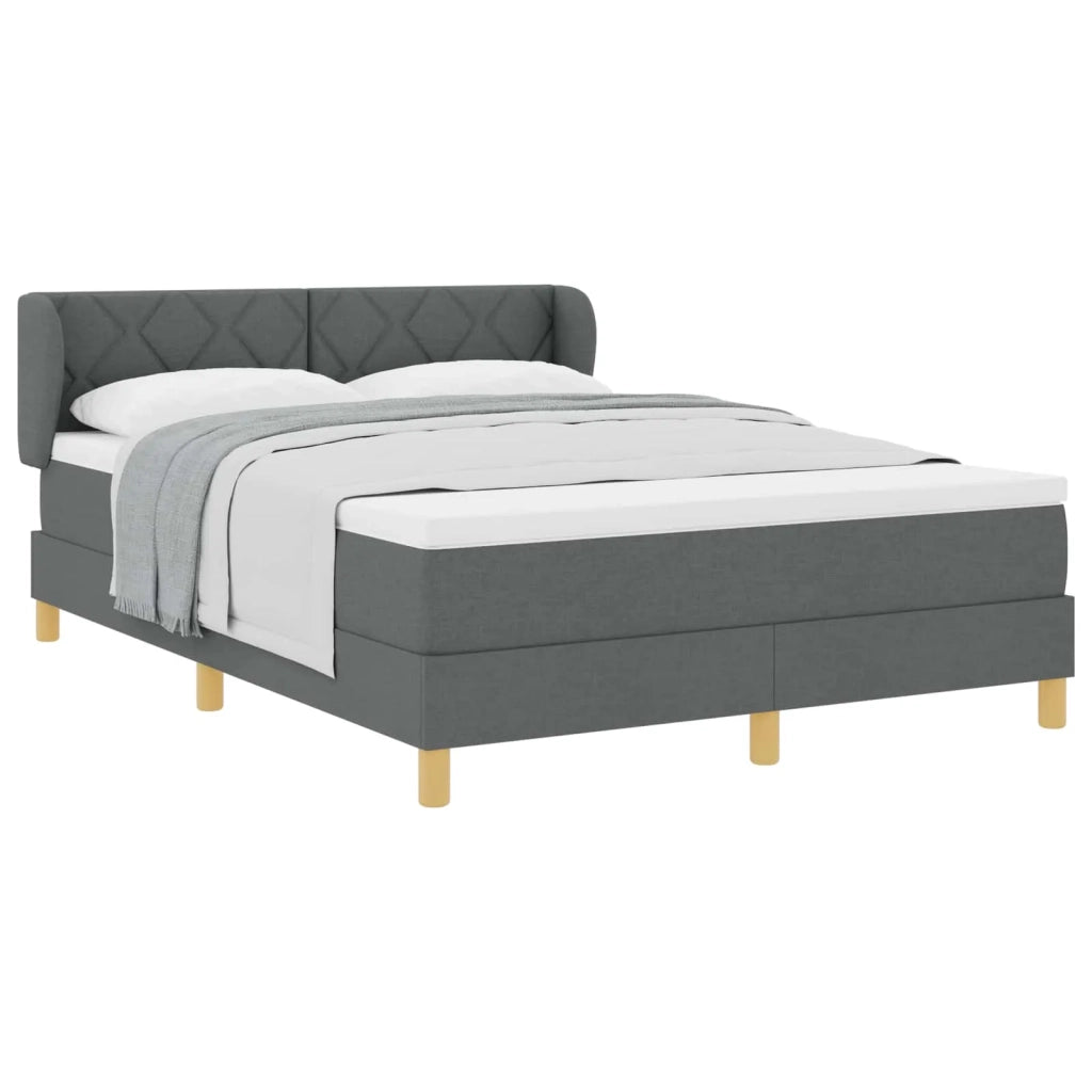 Letto a molle con materasso Grigio scuro 140 x 190 cm Tessuto 3340270