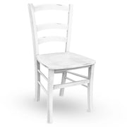 Sedia in legno Venezia colore bianco anticato shabby chic con seduta in massello