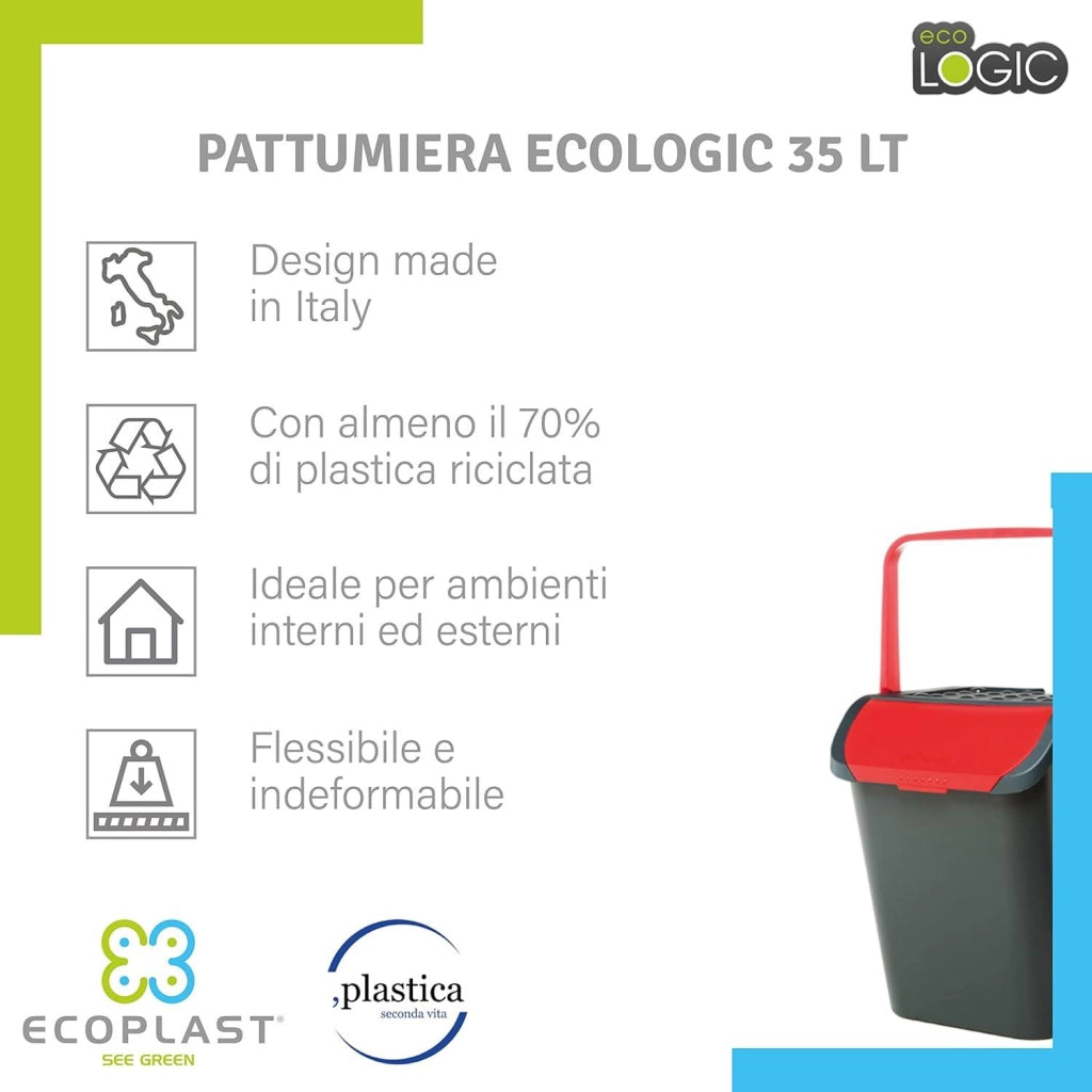 TRIS PATTUMIERA ECOLOGIC DA 35 LITRI COMPONIBILE CON MANICI