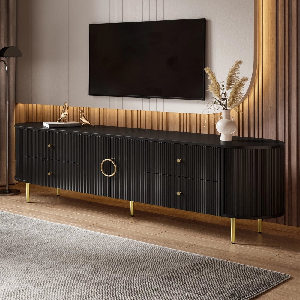 Mobile TV Lowboard ¨C MINIMAL ¨C MDF, Maniglie in Alluminio, Gambe in Ferro, Soggiorno