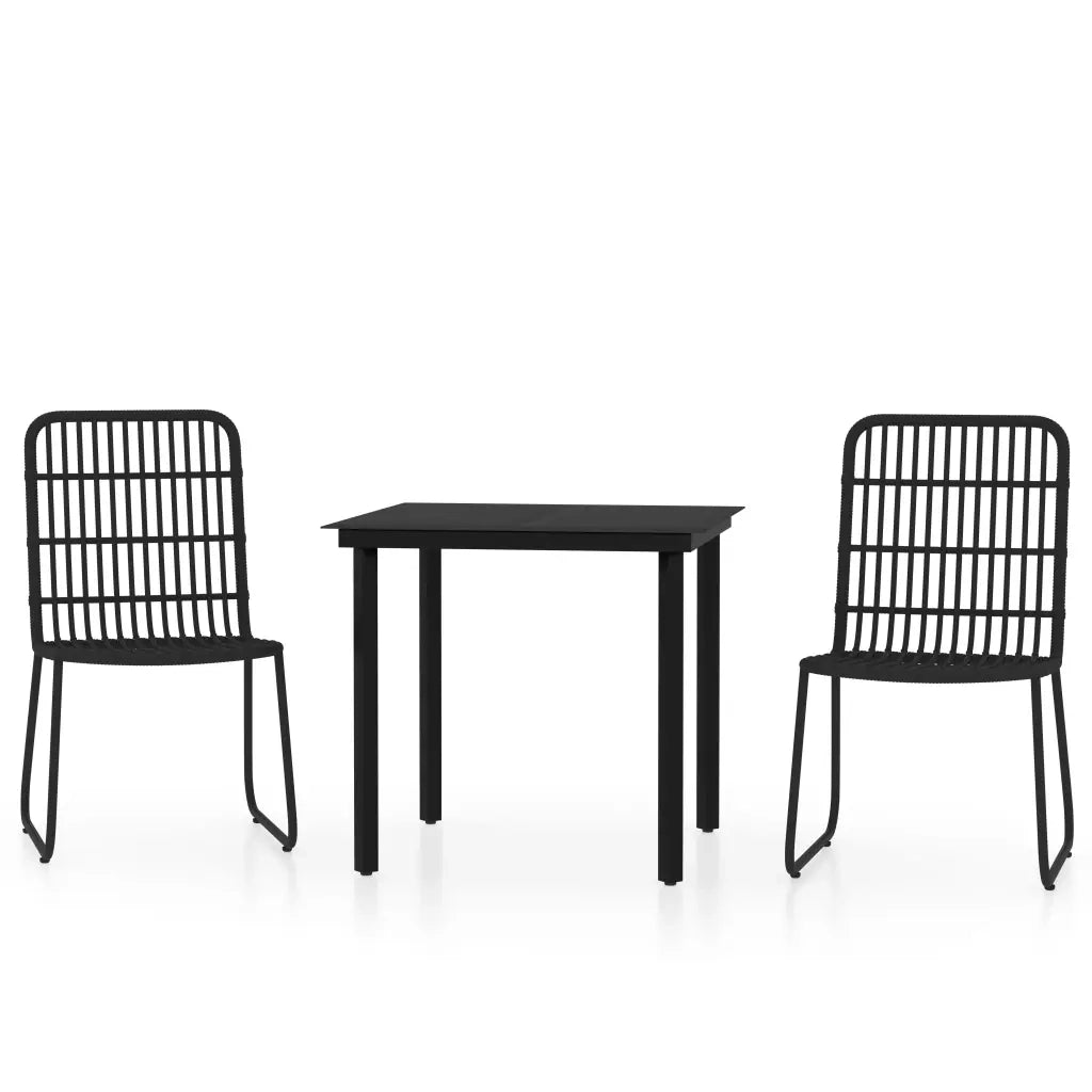 Set da Pranzo da Giardino 3 pz | Set Salotto da Giardino Nero