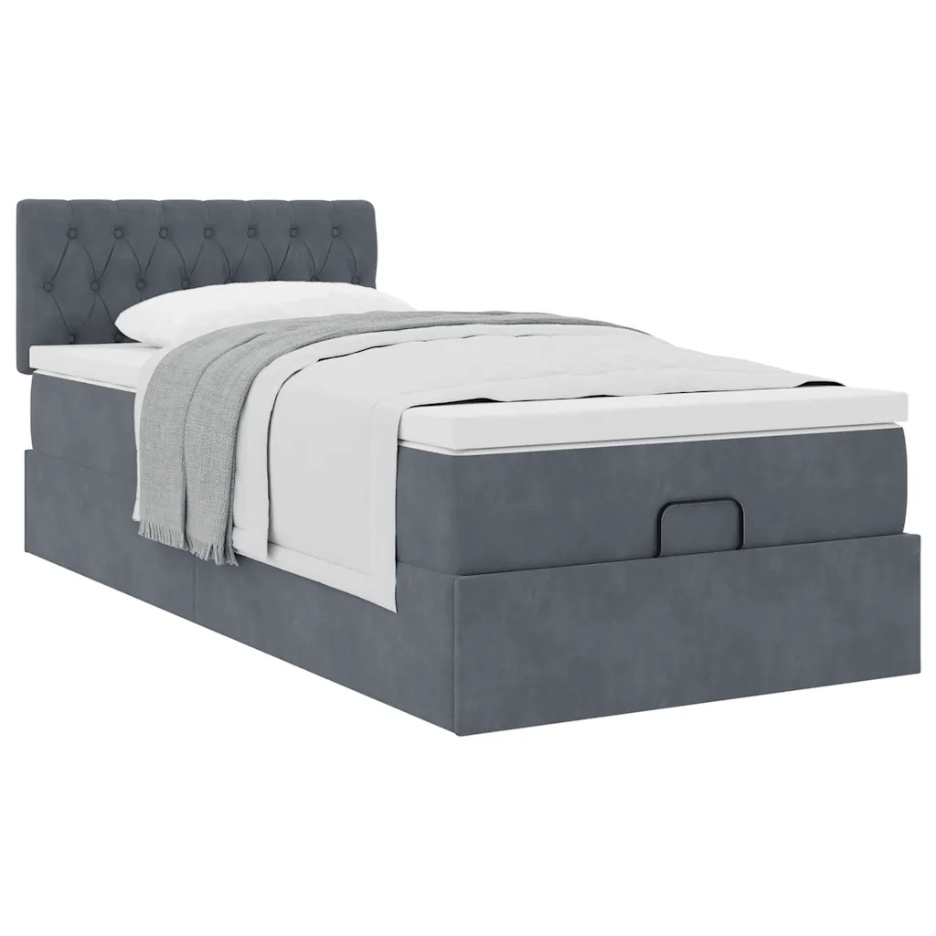 Struttura Letto Pouf con Materasso 90x200 cm in Velluto 3311820
