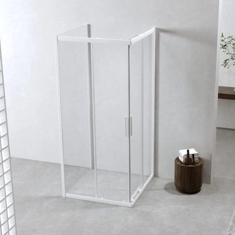 Cabina Doccia 3 Lati 80x80x80 Cm Scorrevole Profili Bianco Opaco 6mm| Neat
