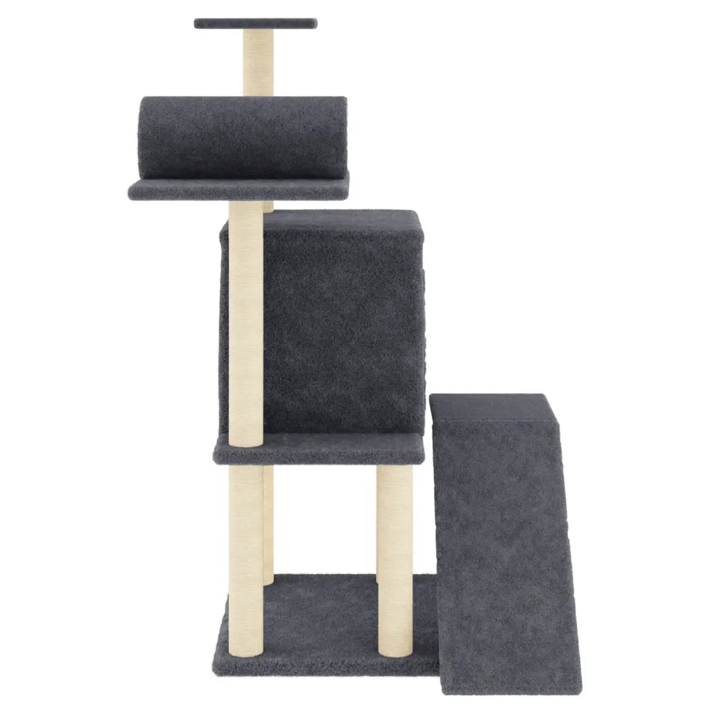 Albero per Gatti con Tiragraffi in Sisal Grigio Scuro 110,5 cm 172063