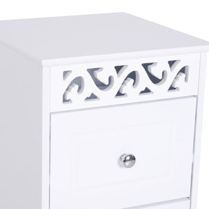 Mobiletto Bagno Cassettiera 3 Cassetti in Legno 30x30x68.5 cm  Floreare Bianco