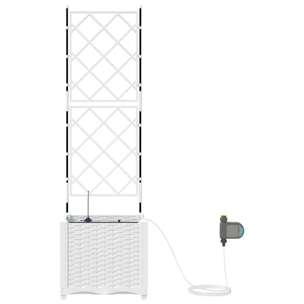 Fioriera da giardino con moderno sistema di irrigazione 40 x 40 x 142 cm acciaio bianco 02_0058612