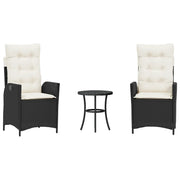 Set da Bistr¨° 3 pz | Set Salotto da Giardino con Cuscini Nero in Polyrattan