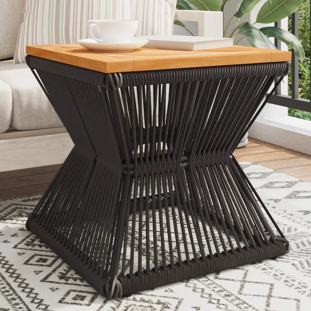 Tavolino da salotto | Tavolino da caff¨¨ | Tavolino da Soggiorno Base in Filo Metallico Nero 38x38x38cm Massello Acacia