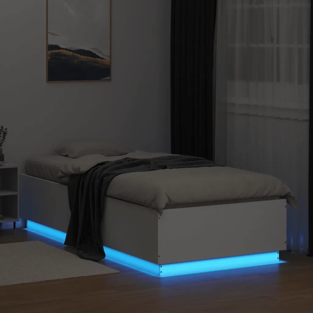 Giroletto con Luci LED Bianco 100x200 cm in Legno Massello 3209625