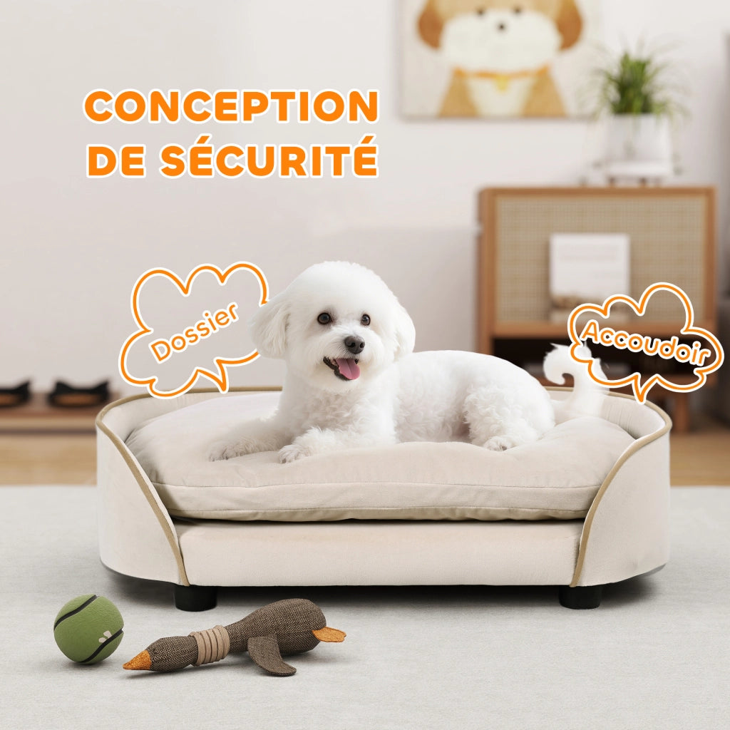 Divano per cani con cuscino amovibile ¨C zephmum ¨C 66x43x19.5 cm beige