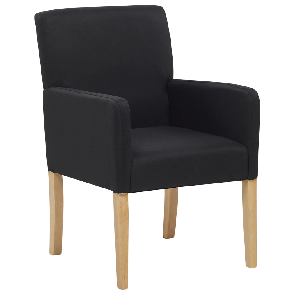 Sedia da pranzo Rivestimento in tessuto Nero Gambe in legno Seduta elegante con braccioli