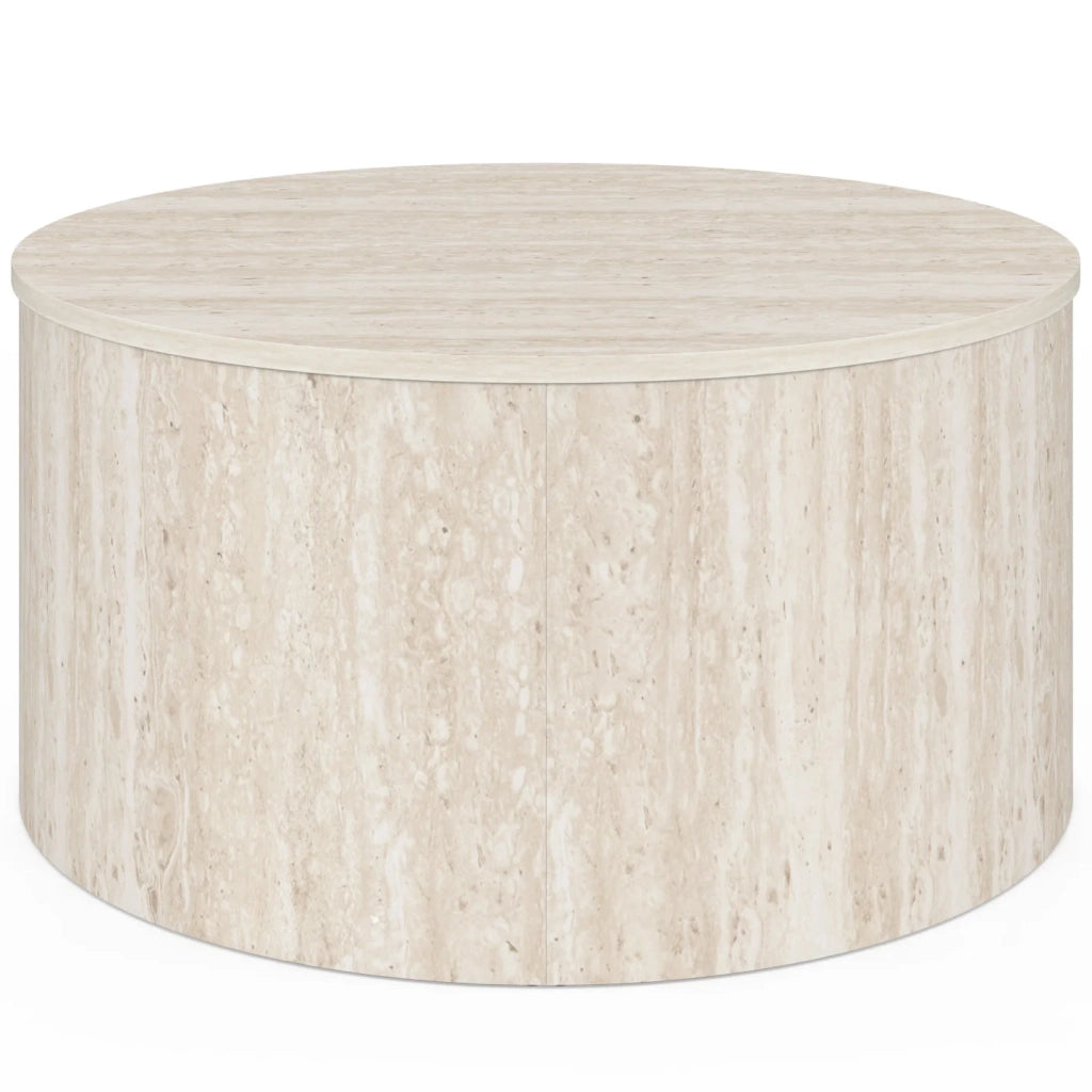 IDMarket - NOVA Tavolino rotondo da 70 cm in legno effetto travertino