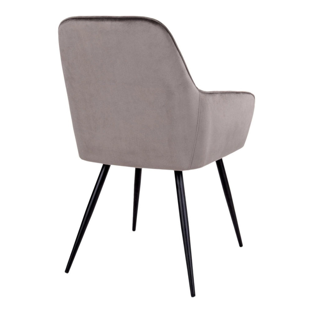 Set 2 sedie da pranzo Harbo in velluto color mushroom con gambe nere