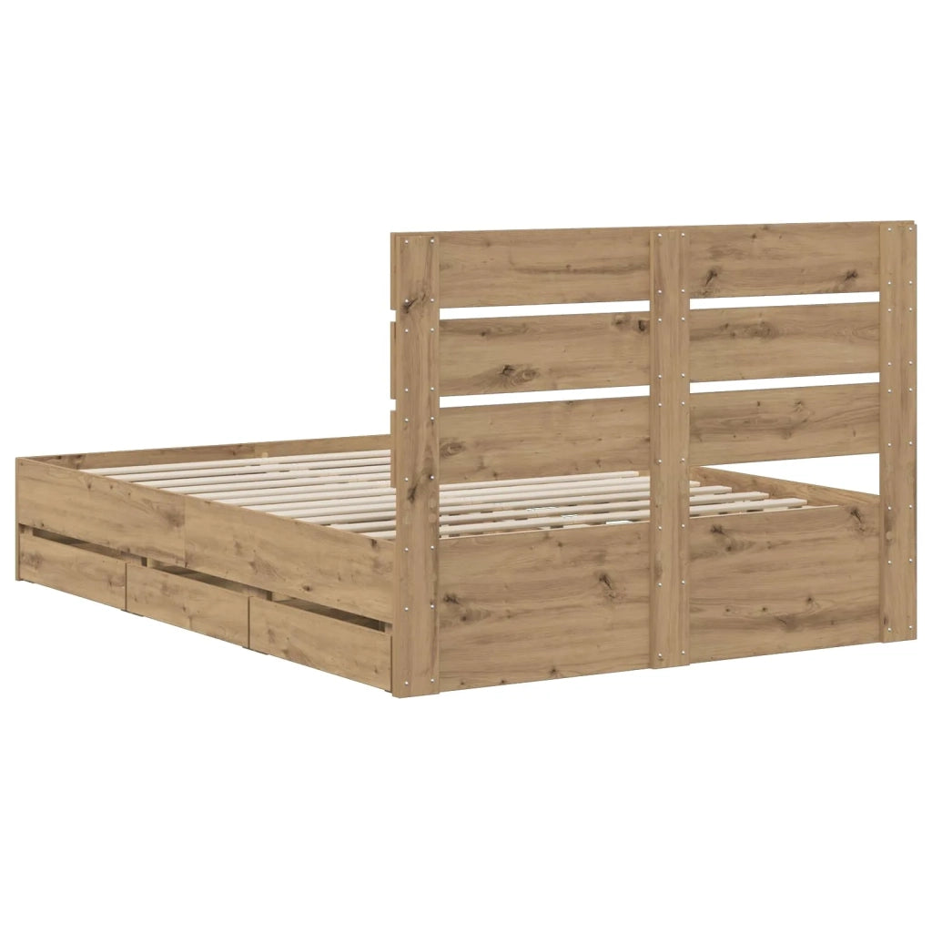 Bed Frame with Storage and Headboard Artisan Oak 160 x 200 cm 3445810