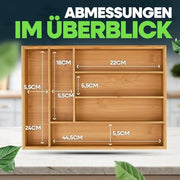 Organizzatore per utensili in legno 25,5 x 35,5 x 5 cm con 6 contenitori in bambù.