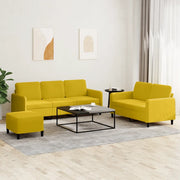 Set di Divani 3 pz Giallo in Velluto
