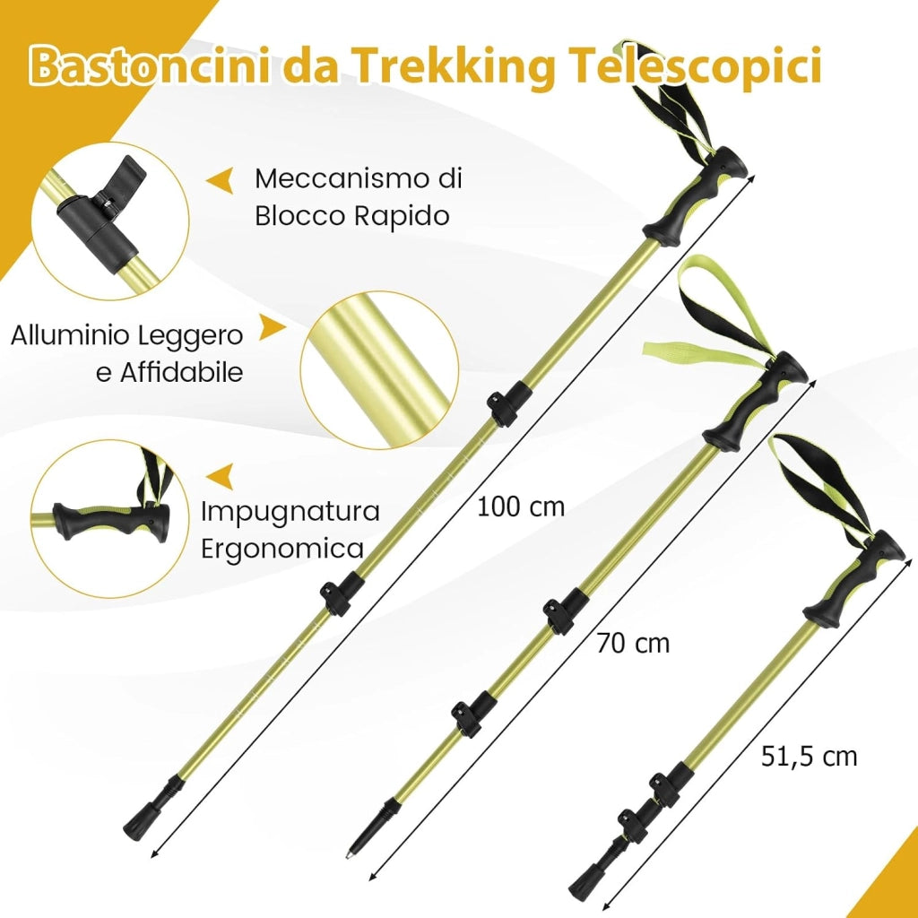 Racchette da Neve per Bambini 28-37, Bastoncini da Trekking Telescopici 51,5-100 cm con Punte in Tungsteno, Dischi Neve e Dischi Fango, Ciaspole da Neve con Legatura a Cricchetto e Borsa