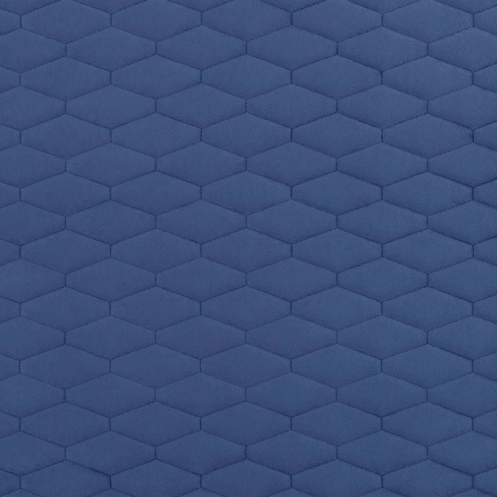 Letto imbottito in velluto blu 180 x 200 con struttura imbottita a nido d'ape trapuntato stile classico
