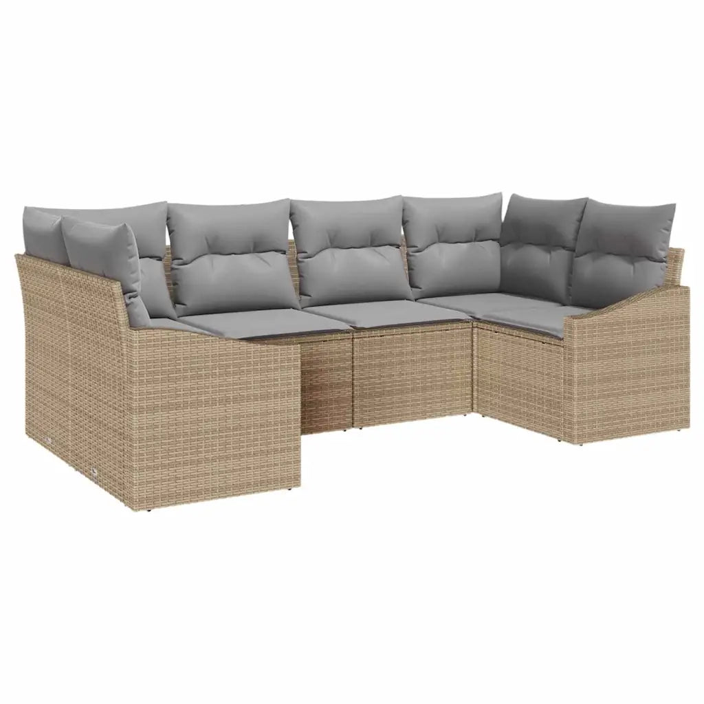 Set di divani con cuscino 6 pcs Beige polyrattan