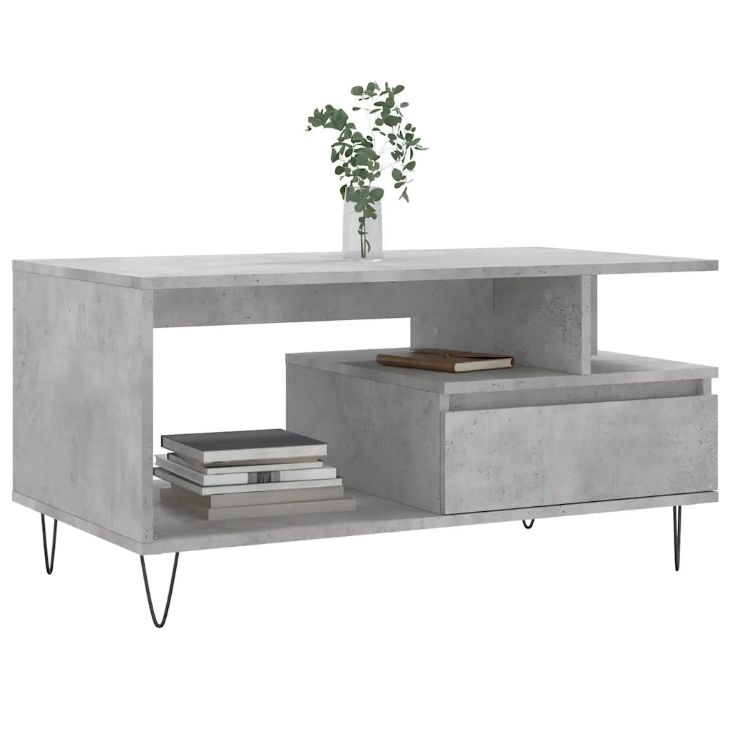 Tavolino salotto | Tavolino da caff¨¨ | Tavolino da Soggiorno Grigio Cemento 90x49x45 cm Legno Multistrato