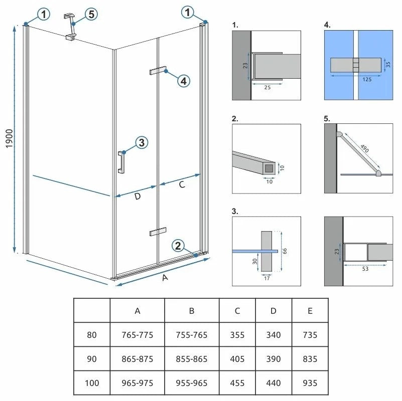 Cabina Doccia Rea Molier Chrom 80x80