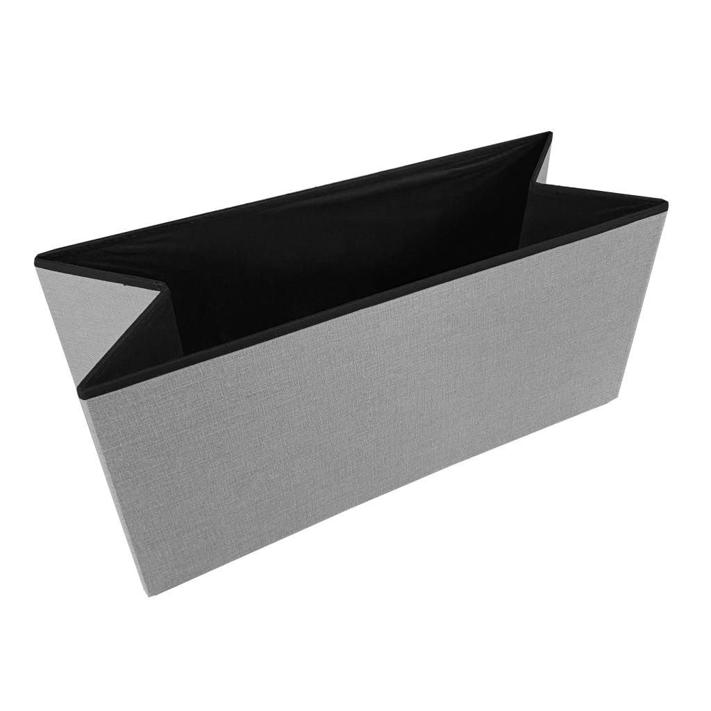 Puff Ottomano Portaoggetti Rettangolare in Tessuto Pieghevole 76x38x38cm | Nyana Casa | Stile ottomano | Tessuto Resistente | Nero, grigio e beige