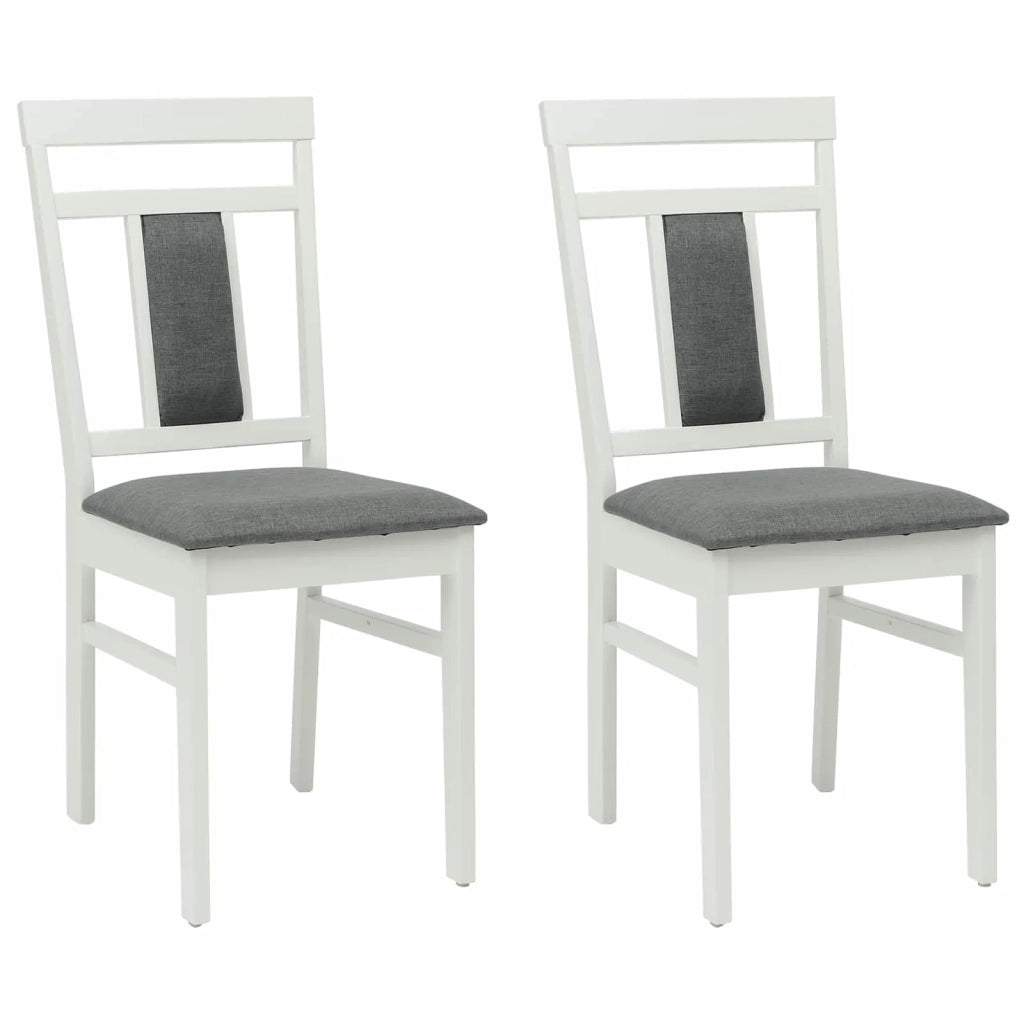 Sedia da pranzo 2 pcs Bianco e Grigio Legno di gomma solido 42020505