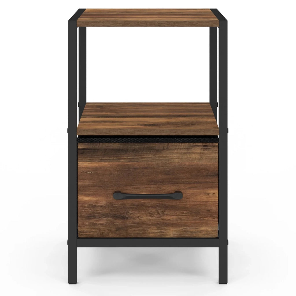 IDMarket - Set di 2 comodini UTAH, 1 cassetto e 1 nicchia, effetto HAWKINS