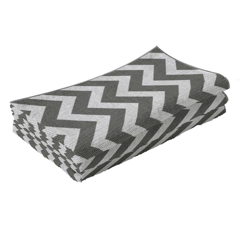 TAPPETO DA ESTERNO REVERSIBILE CON FANTASIA GEOMETRICA 121X182 CM GRIGIO E BIANCO