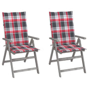 Sedie da Giardino Reclinabili 2 pz con Cuscini Massello Acacia cod mxl 76017