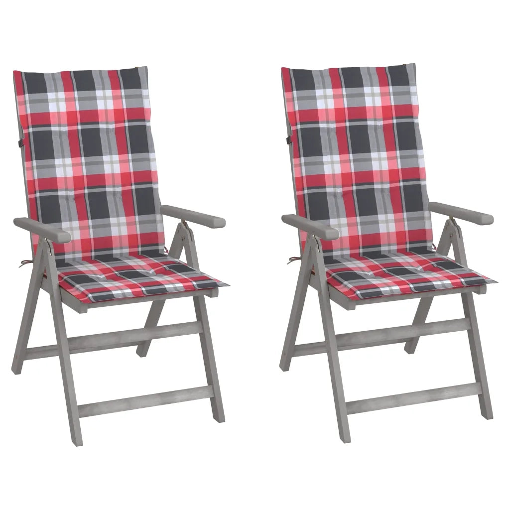 Sedie da Giardino Reclinabili 2 pz con Cuscini Massello Acacia cod mxl 76017