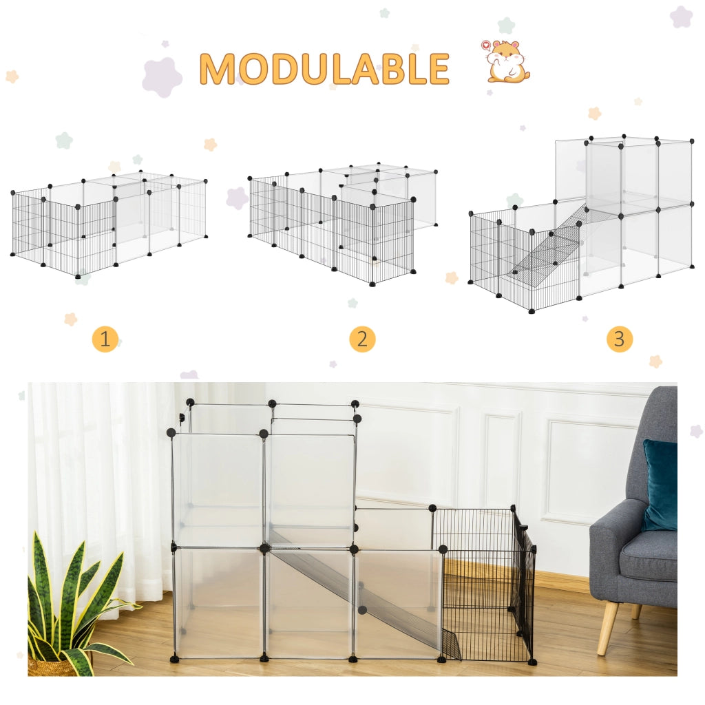 Recinto per Animali Domestici con Pannelli ¨C zephmum ¨C Trasparente Grigio 140x70x90 cm