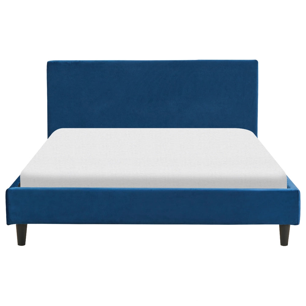 Letto matrimoniale in tessuto blu con rete a doghe 140 x 200 cm stile contemporaneo