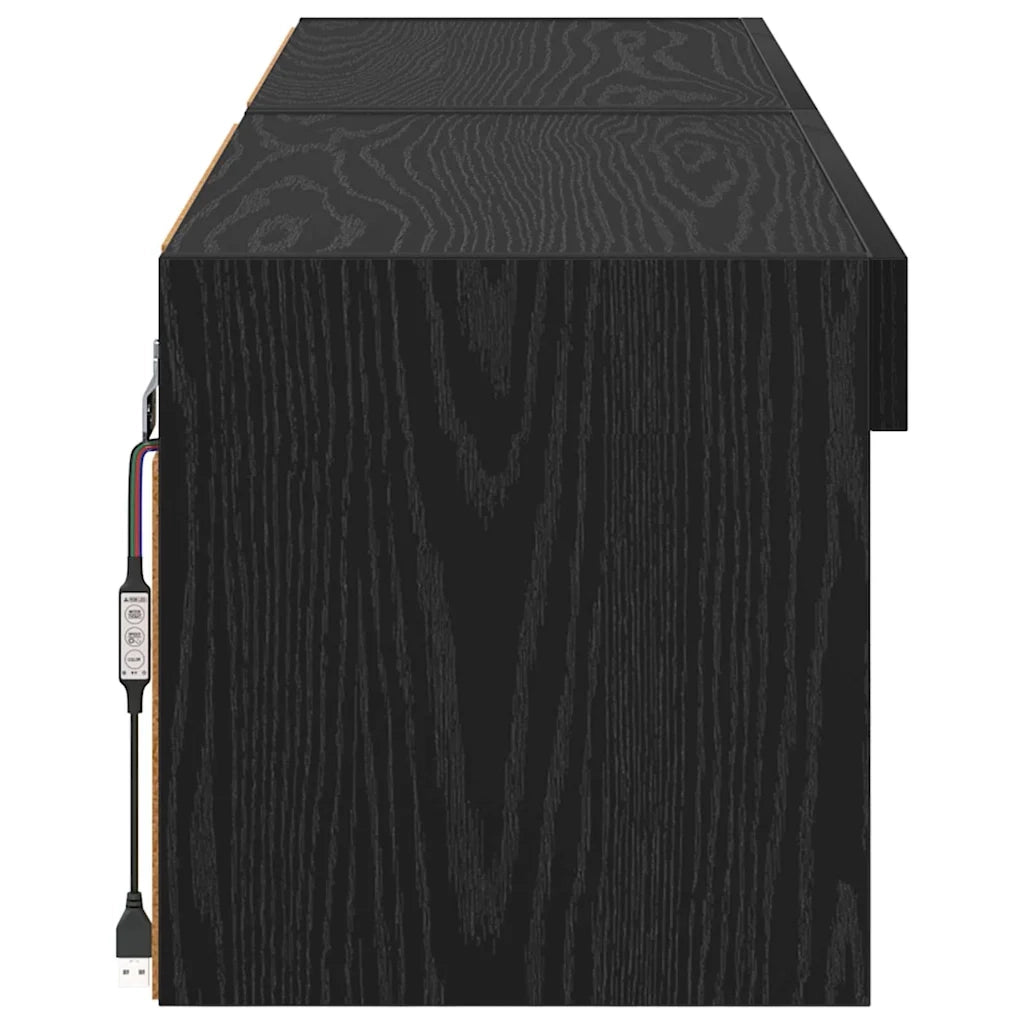Set mobile TV con LED 2 pcs Rovere Nero 60 x 30 x 30 cm