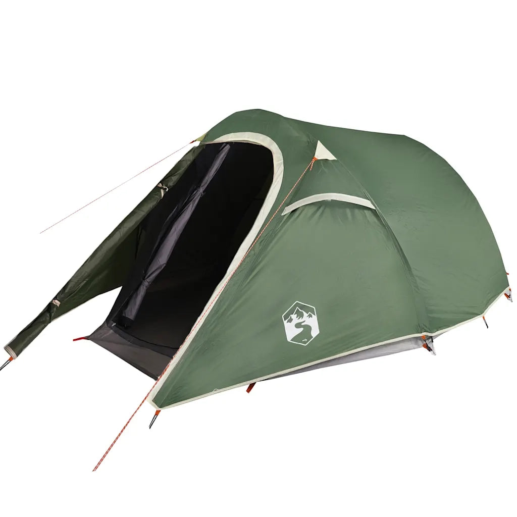 Tenda da Campeggio a Tunnel per 3 Persone Verde Impermeabile 94600