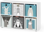 Libreria bambini, Bianco, 72 x 107.8 cm con 6 scatole pieghevoli, adatto per riporre giocattoli e libri