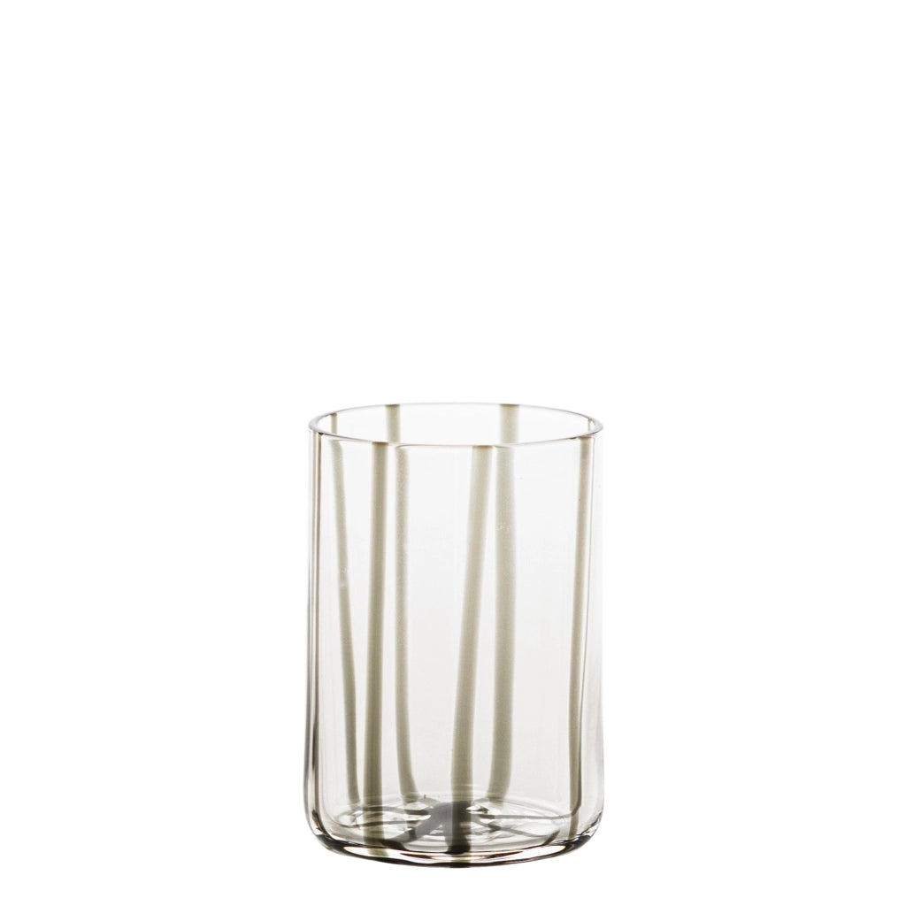 Zafferano Set 6 Bicchieri Tumbler Tirache in Vetro Colorato Soffiato a Bocca Grigio, Eleganti e Raffinati per la Tavola Quotidiana e le Occasioni