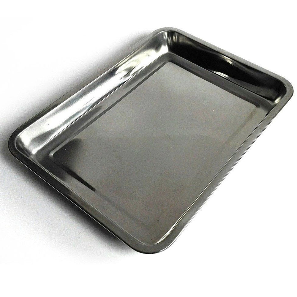 Trade Shop - Vassoio Guantiera In Acciaio Inox Rettangolare Portata Cucina Misure 36x27x4,8cm -