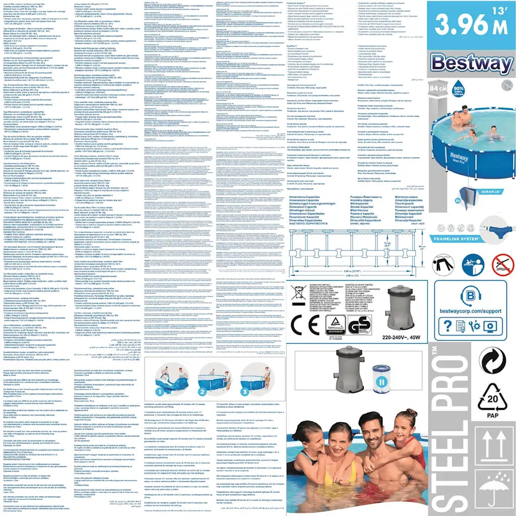 Bestway Steel Pro Telaio Piscina 396x84 cm 92915