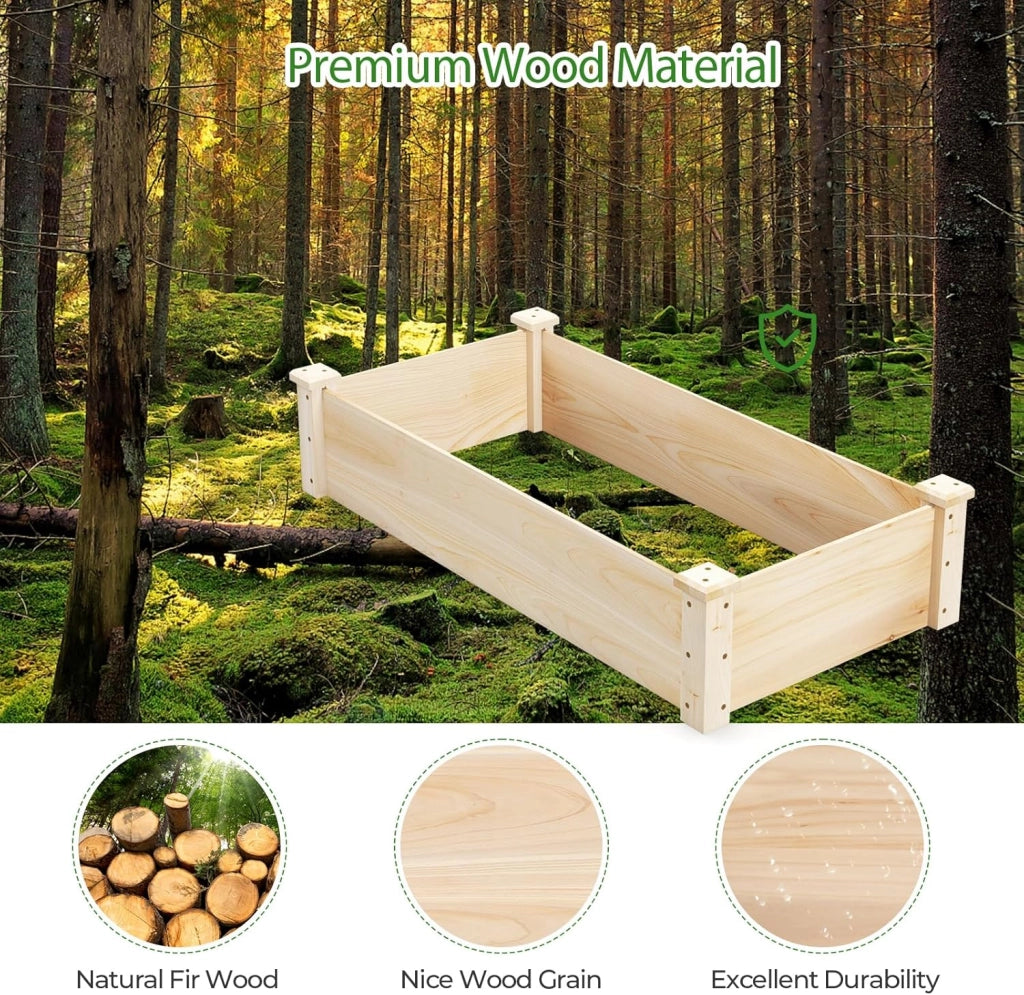 Aiuola rialzata in legno, aiuola senza terra, aiuola per erbe aromatiche per giardino, balcone, cortile, terrazza, fioriera per ortaggi, fiori, erbe aromatiche, aiuola, aiuola, 120 x 61 x 25,5 cm, naturale