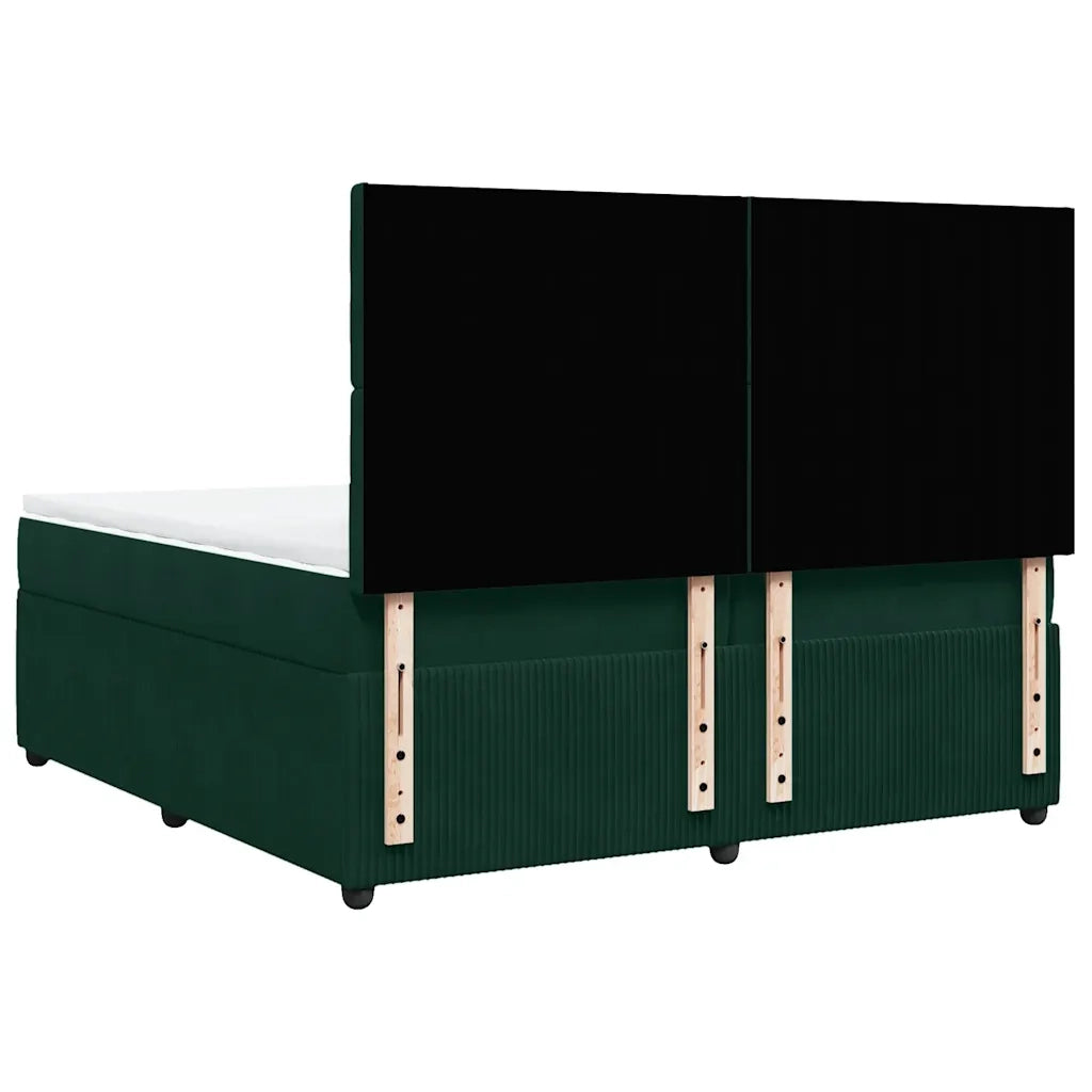 Giroletto a Molle con Materasso Verde Scuro 200x200 cm Velluto