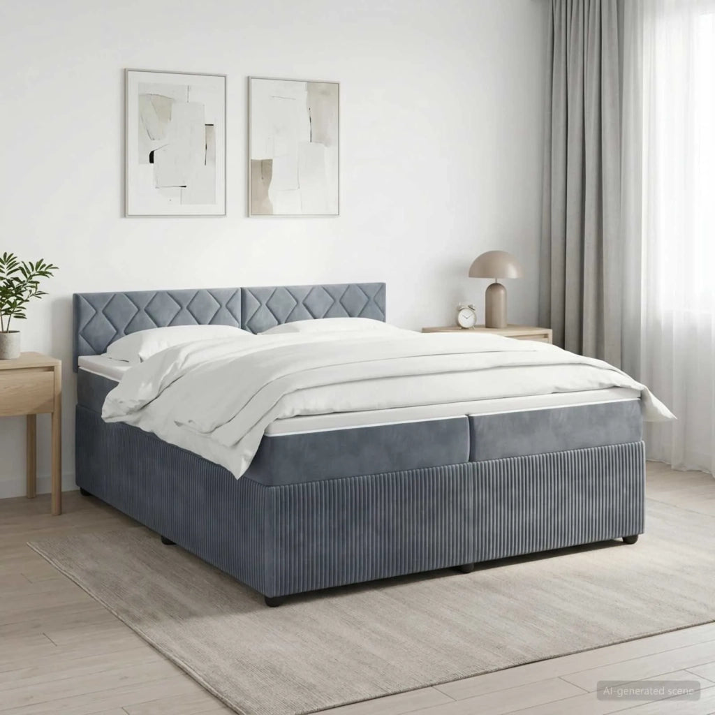 Letto box spring con materasso Grigio Scuro 200 x 200 cm 3453216