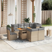 Set Divano da Giardino 9 pz con Cuscini Beige in Polyrattan 3270933