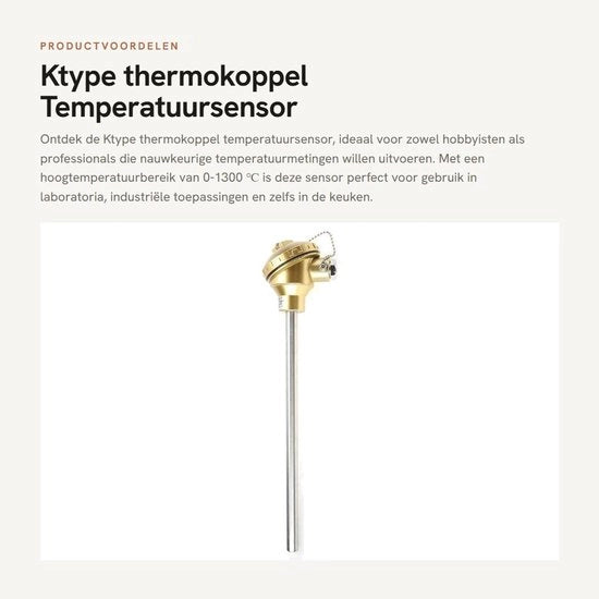 Termocoppella in Acciaio Inossidabile - 300 mm - 0-1300 °C - Duratura e Affidabilità