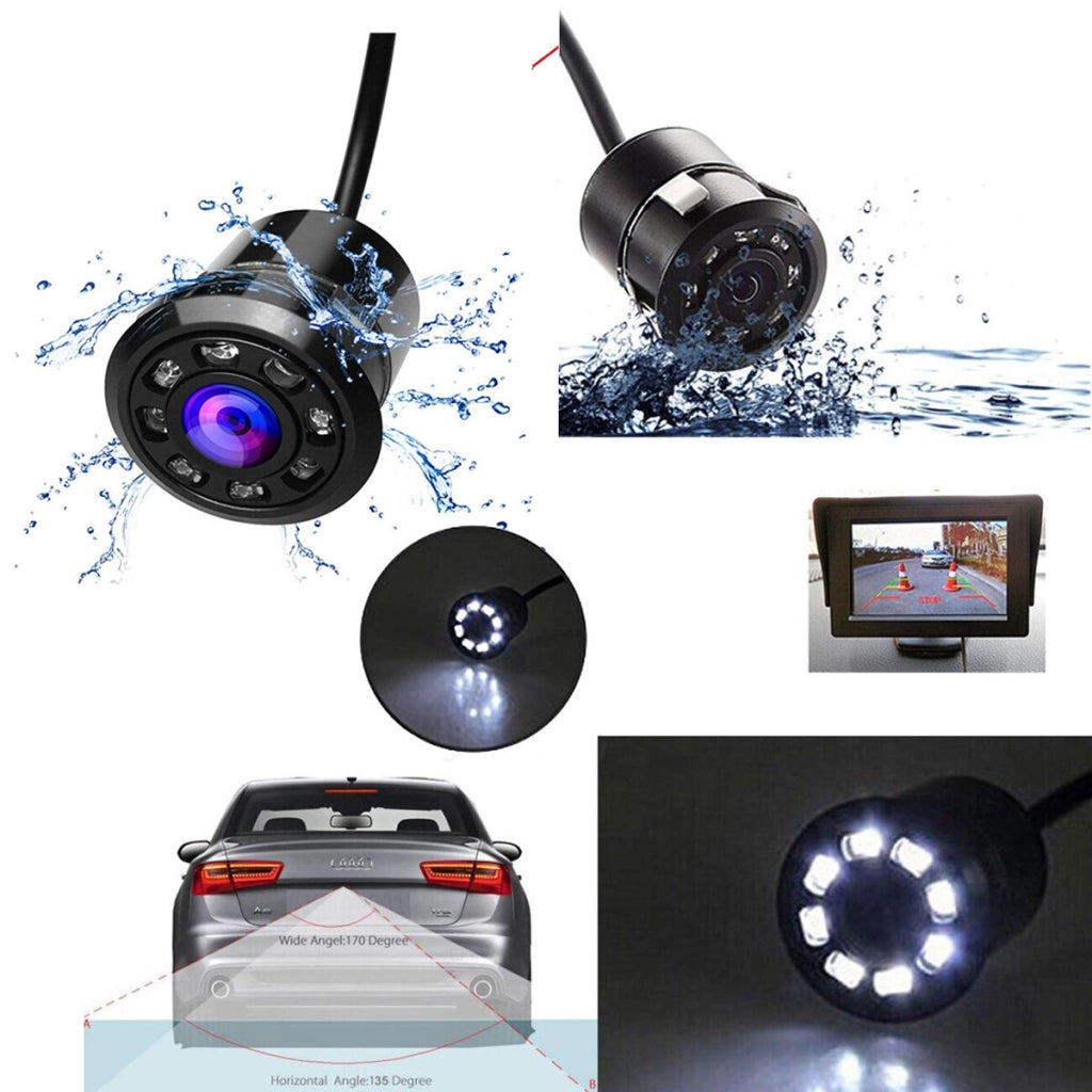 TELECAMERA 170° RETROCAMERA RETROMARCIA 8 LED A MOLLA MINI A COLORI AUTO SUV