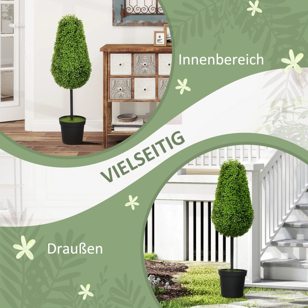 Set 2 Pezzi Finto Bosso in Vaso 90cm ¨C zephmum ¨C Verde Plastica