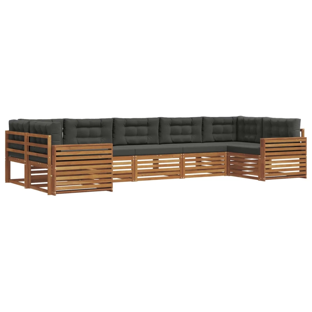 Set di divani da esterno con cuscino 7 pcs Naturale e Antracite 3374067